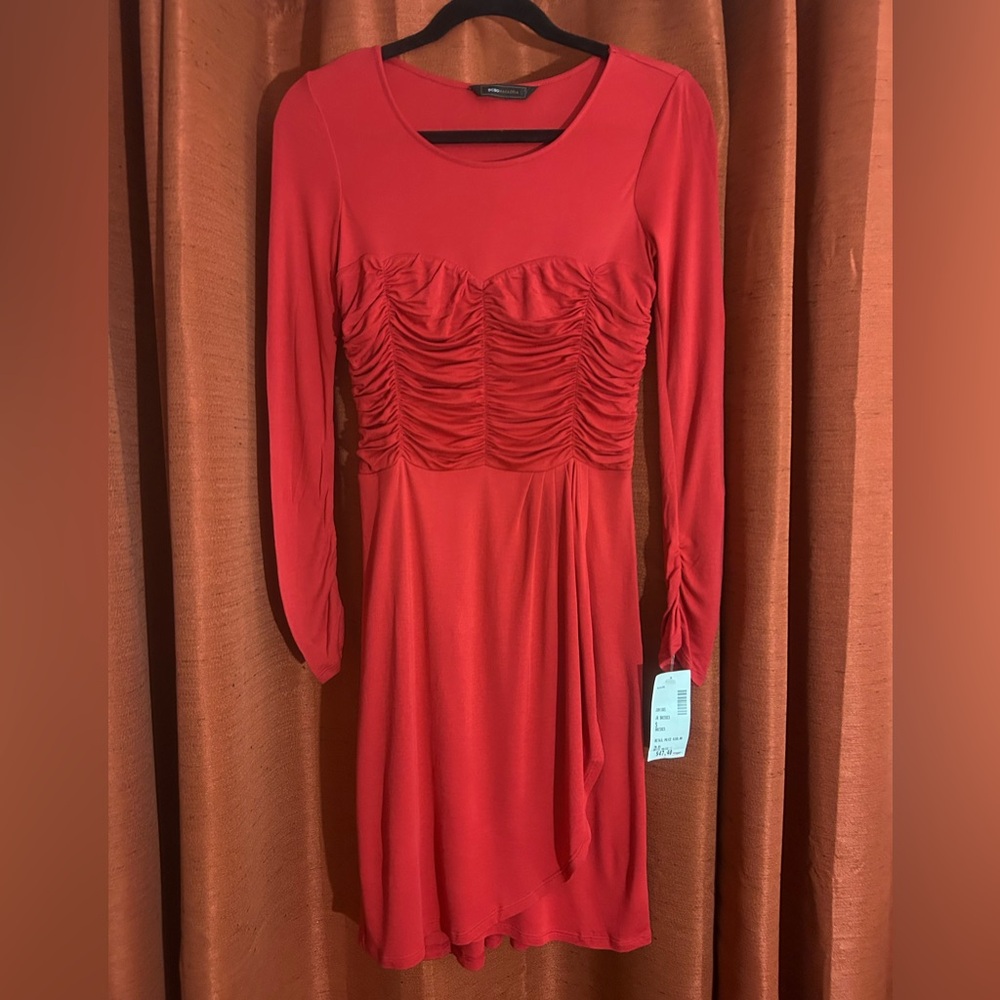 NWT BCBG Max Azria Retired Red Long Sleeve Dress Size Small